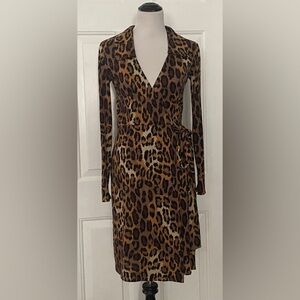 Diane Von Furstenberg DIANE Leopard Print Silk True Wrap Dress 4